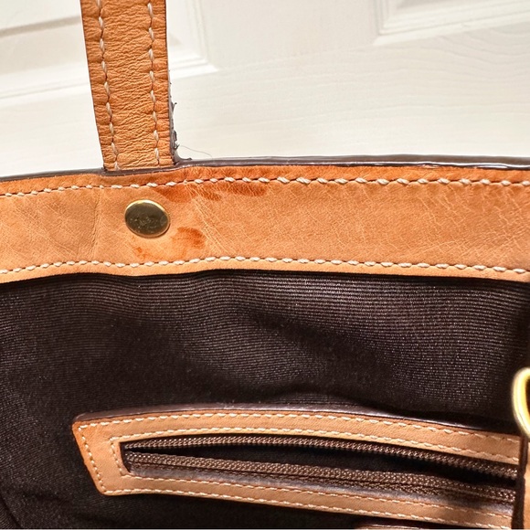 Coach - Signature Canvas Large Tote Gold Snakeskin Embossed Leather Vintage Y2K